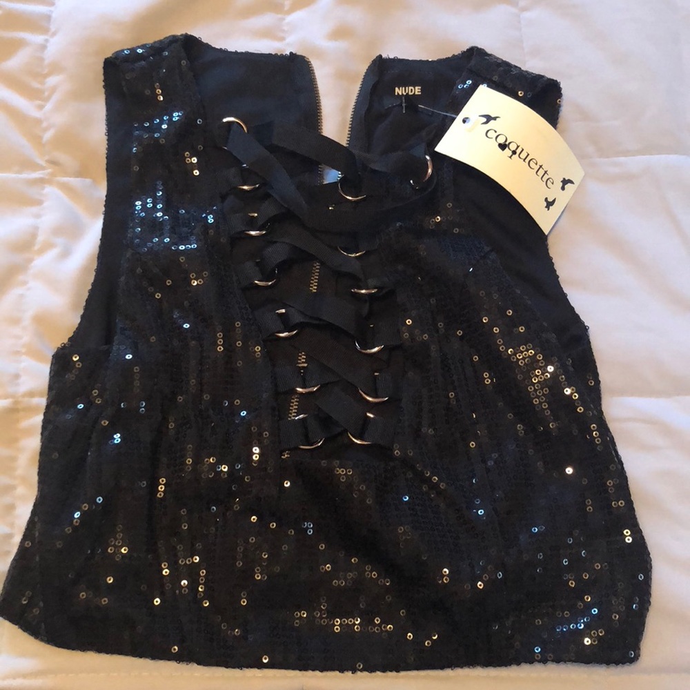 NWT Club sequin NUDE shirt